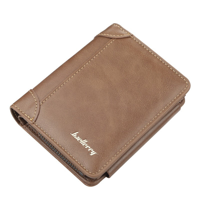 Wallet Men's Short Multi Card Position Three Fold Zipper Zero Wallet Fashion Thin Card Bag Men - V.I.P Digital Presence