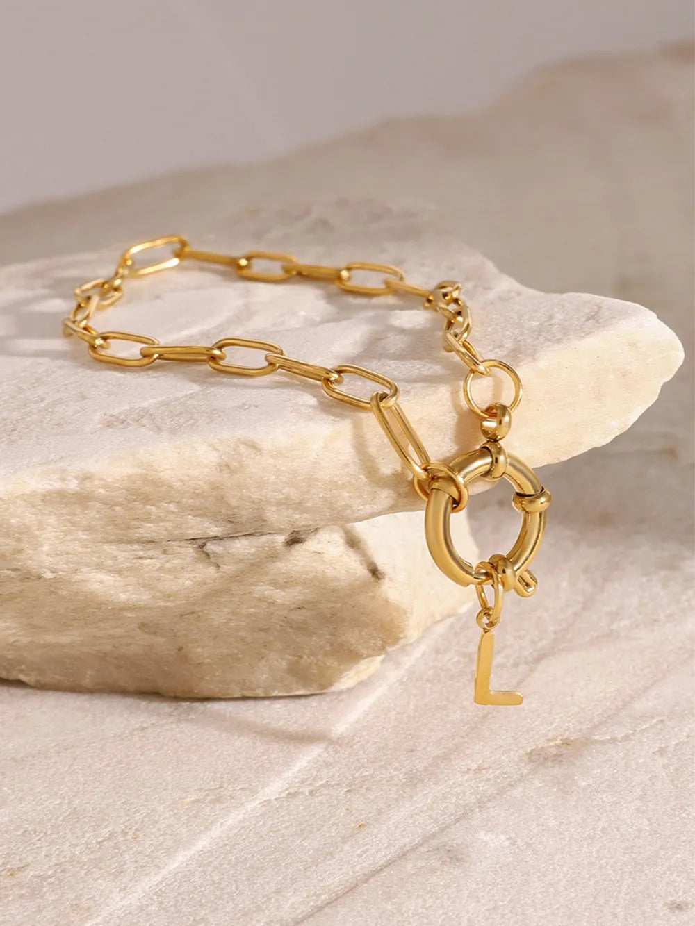 18K Gold-Plated Stainless Steel Letter L Bracelet - V.I.P Digital Presence