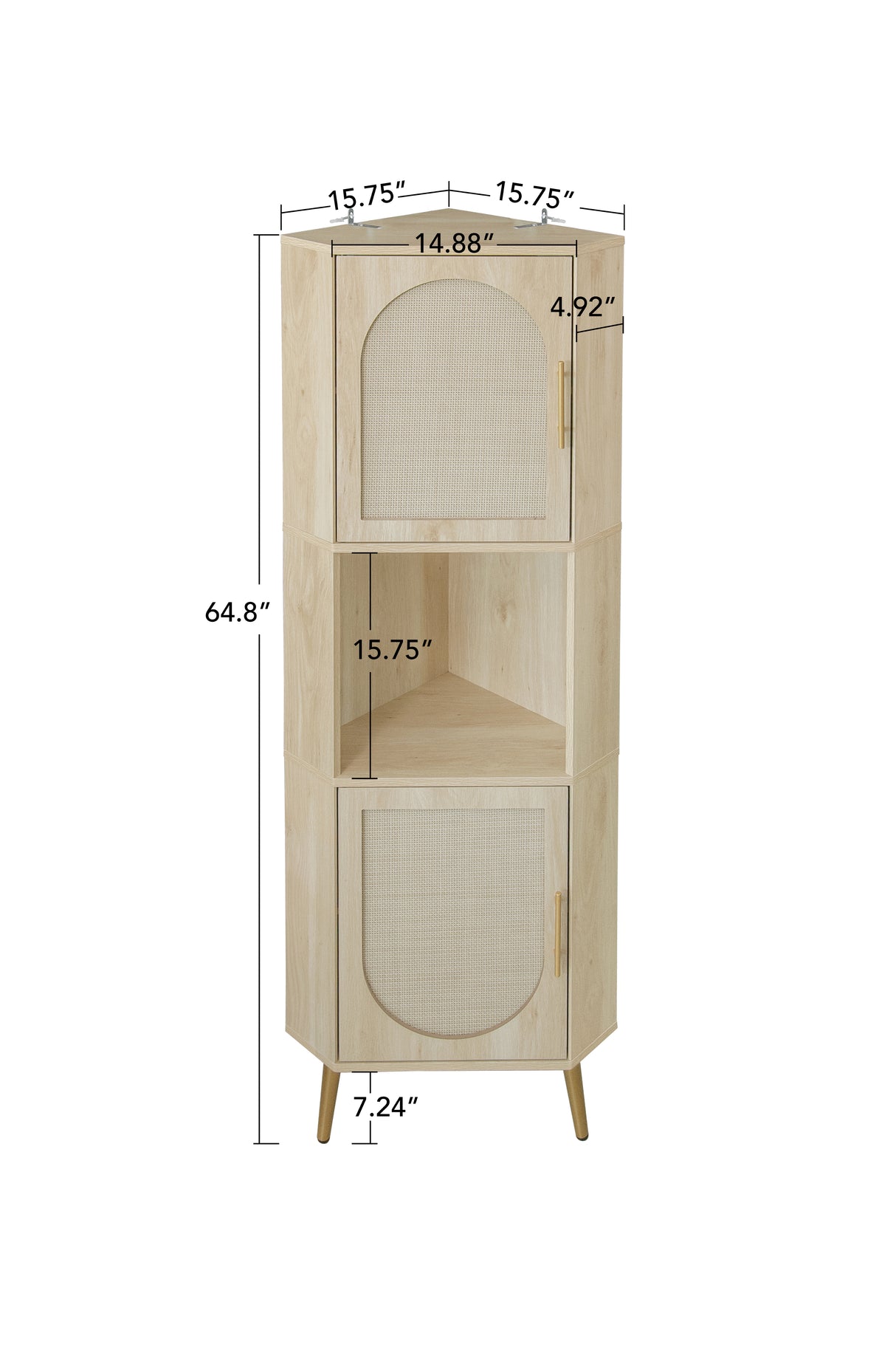 Corner cabinet ,Rattan door,Freestanding Corner Tables For Small Spaces, Corner Shelf Stand For Living Room, Kitchen, Bathroom - V.I.P Digital Presence