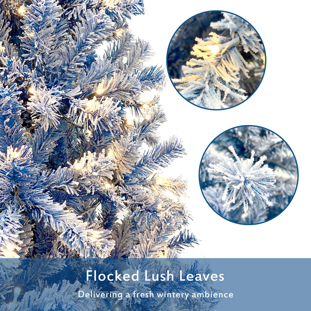 6FT pre ignited hinge chain artificial fir Christmas tree, Christmas tree snowflake flocking person with 750 Christmas branches - V.I.P Digital Presence