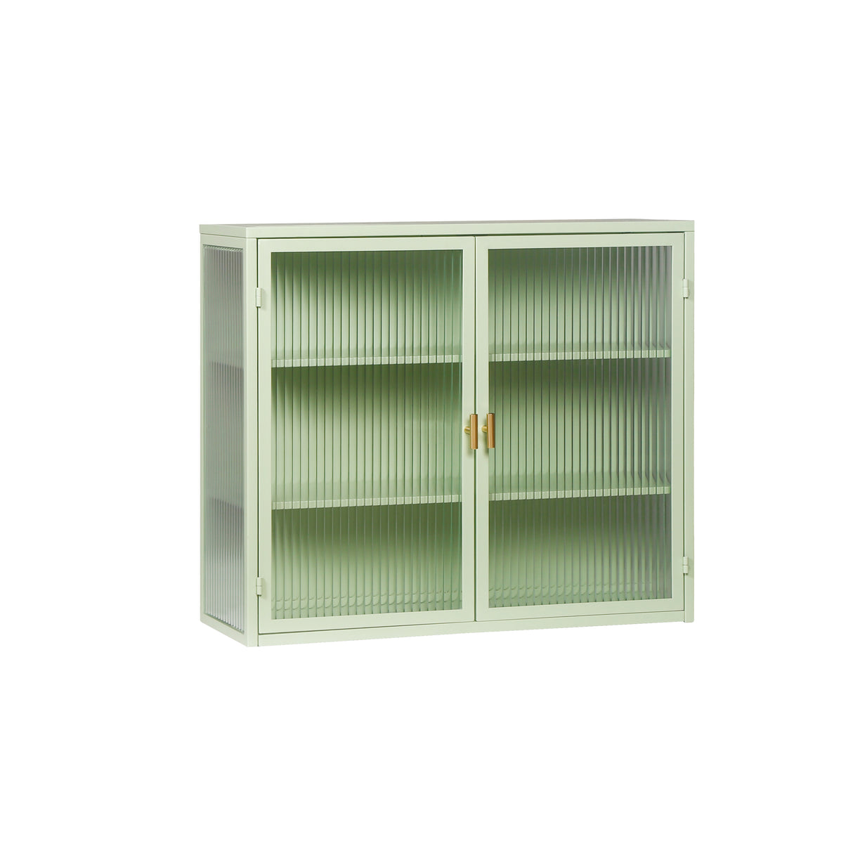 27.56"Glass Doors Modern Two-door Wall Cabinet with Featuring Three-tier Storage Mint Green