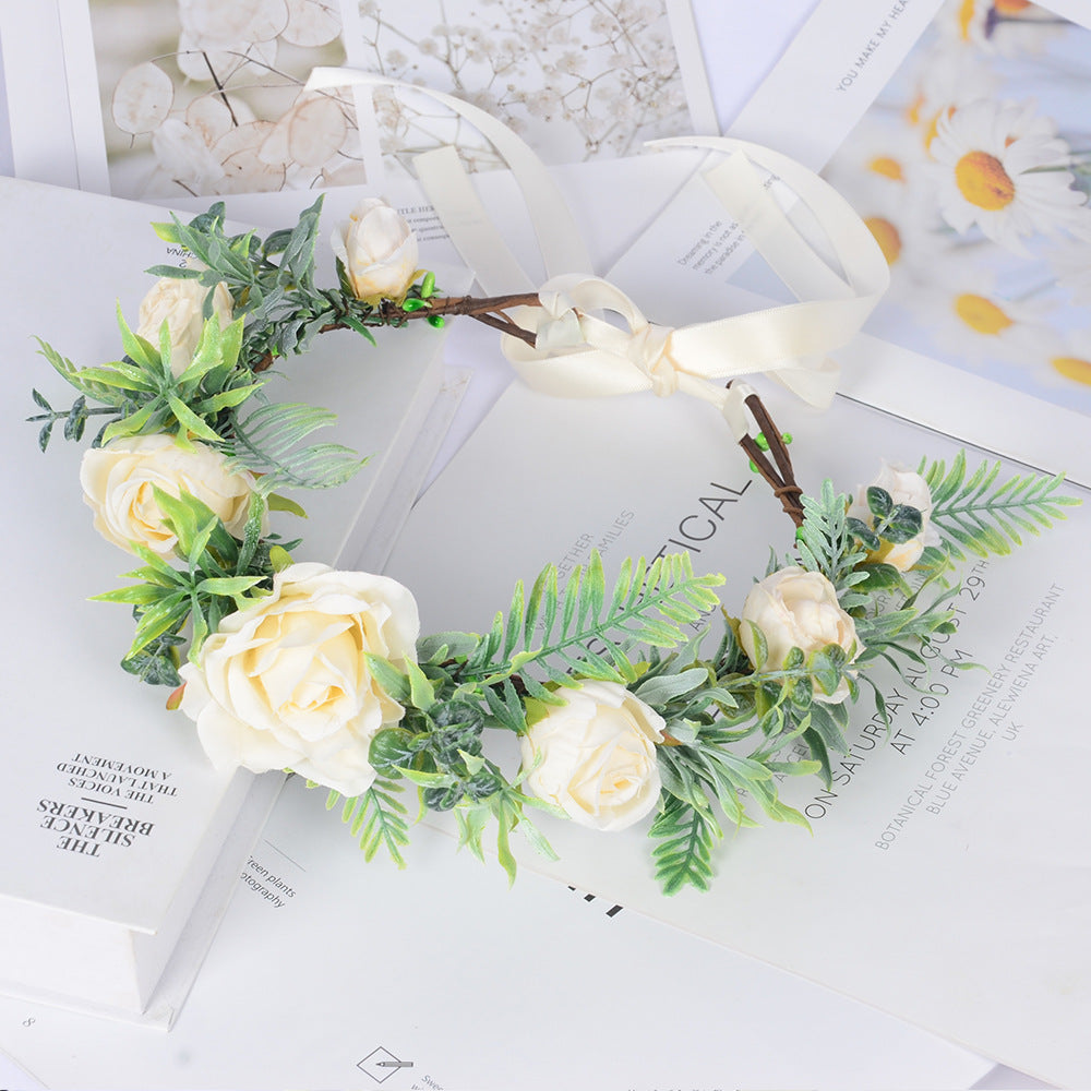Vine wreath fake flower headdress Bohemian tourism vacation simulation flower crown - V.I.P Digital Presence
