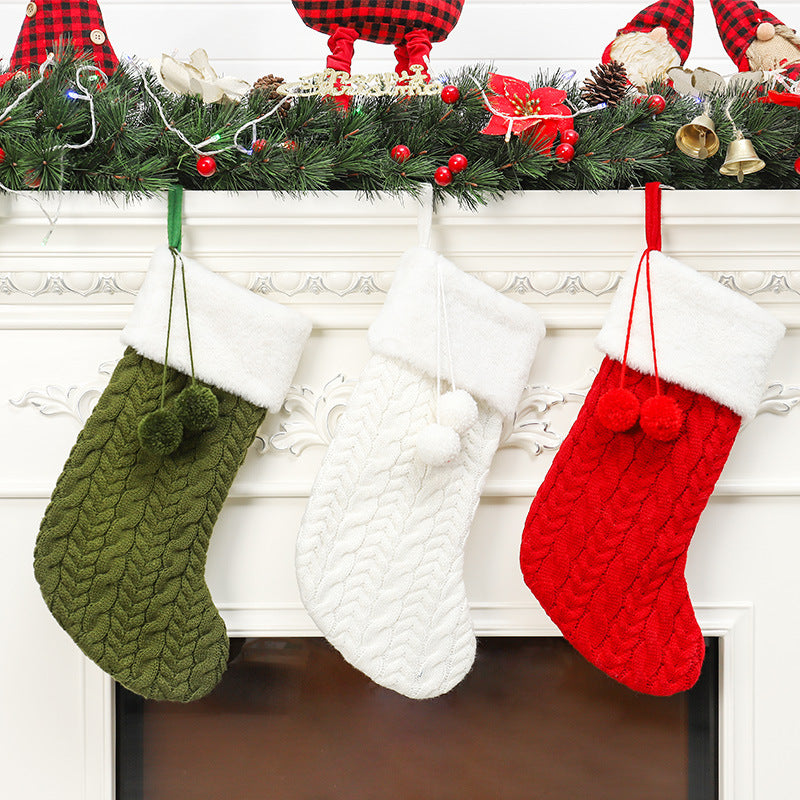 Christmas Decorations Knitted Wool Thick White Wool Socks Hotel Home Christmas Socks - V.I.P Digital Presence