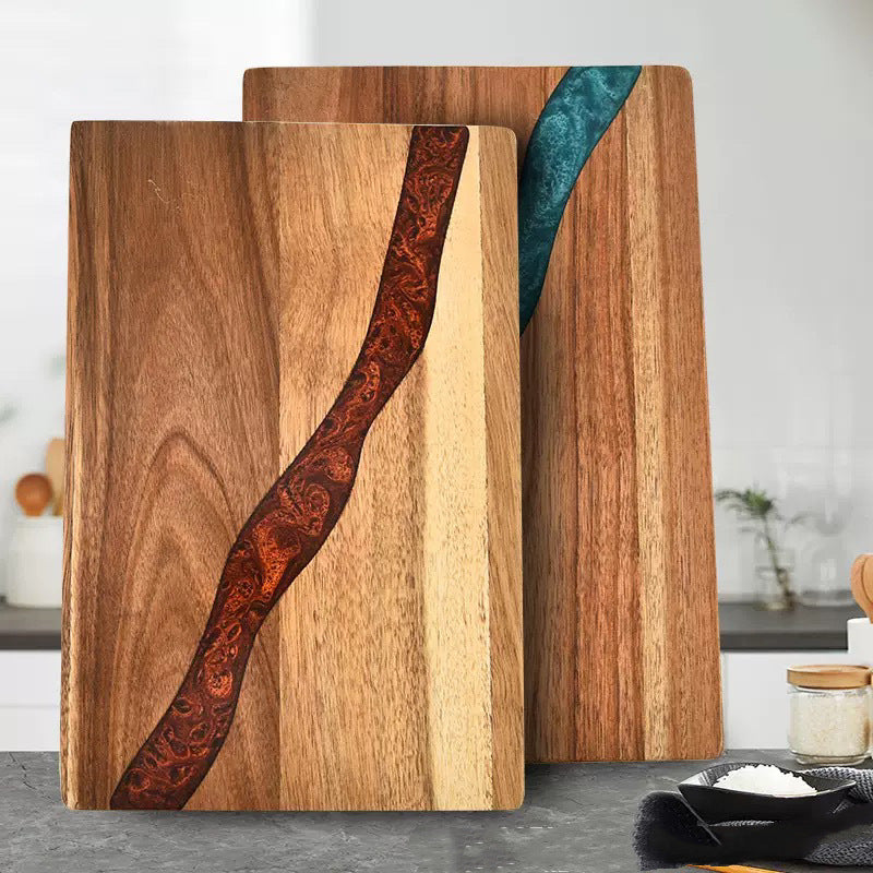 Heavy Duty Serving Tray Chopping Board With Ocean Wave Epoxy Resin Wood Cutting Board - V.I.P Digital Presence