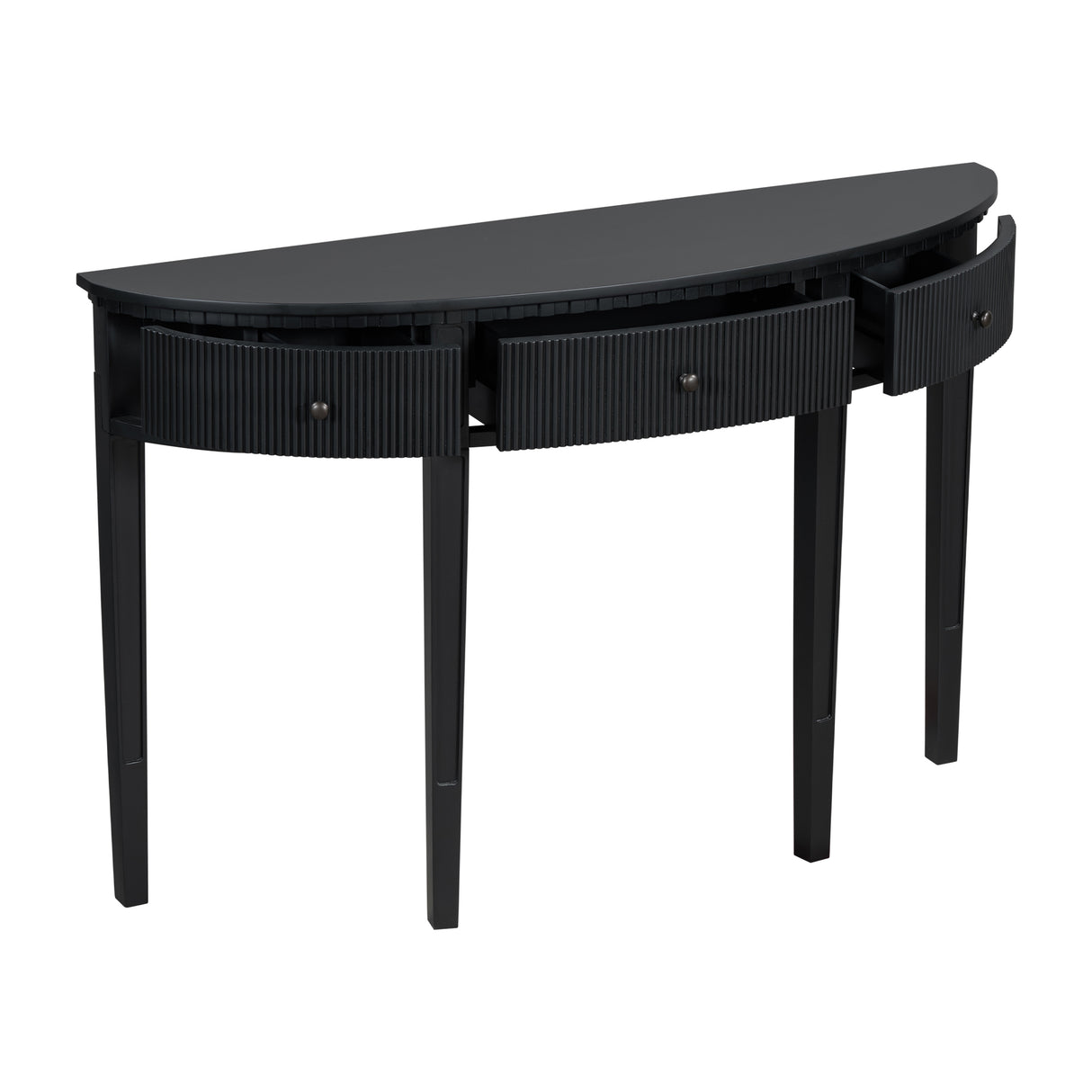 U-Style Distinctive Features of Pine Veneer Console Table with Vertical Stripe Drawer Fronts and Four Legs - V.I.P Digital Presence