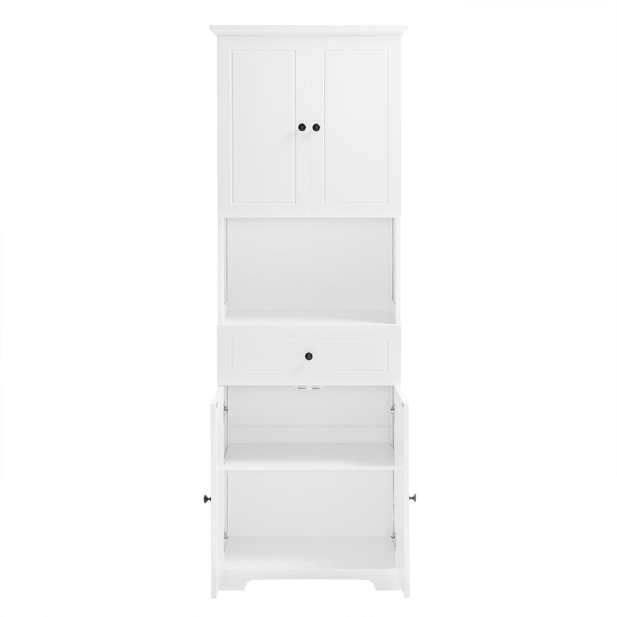 Tall Bathroom Cabinet with Four Doors, Large Storage Space Open Shelve, Upper Storage Cabinet, Whit - V.I.P Digital Presence