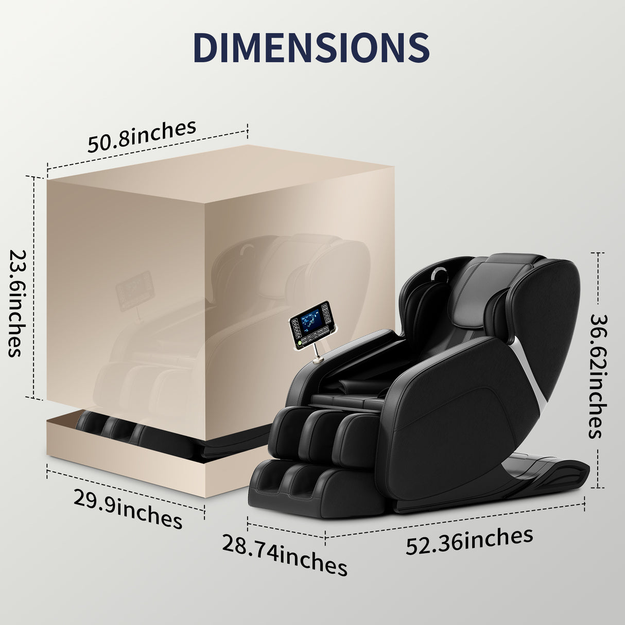 Full body deep tissue massage chair, foot massage, 8 fixed massage rollers, touch screen suitable for 5.1-5.75 feet high (black) - V.I.P Digital Presence