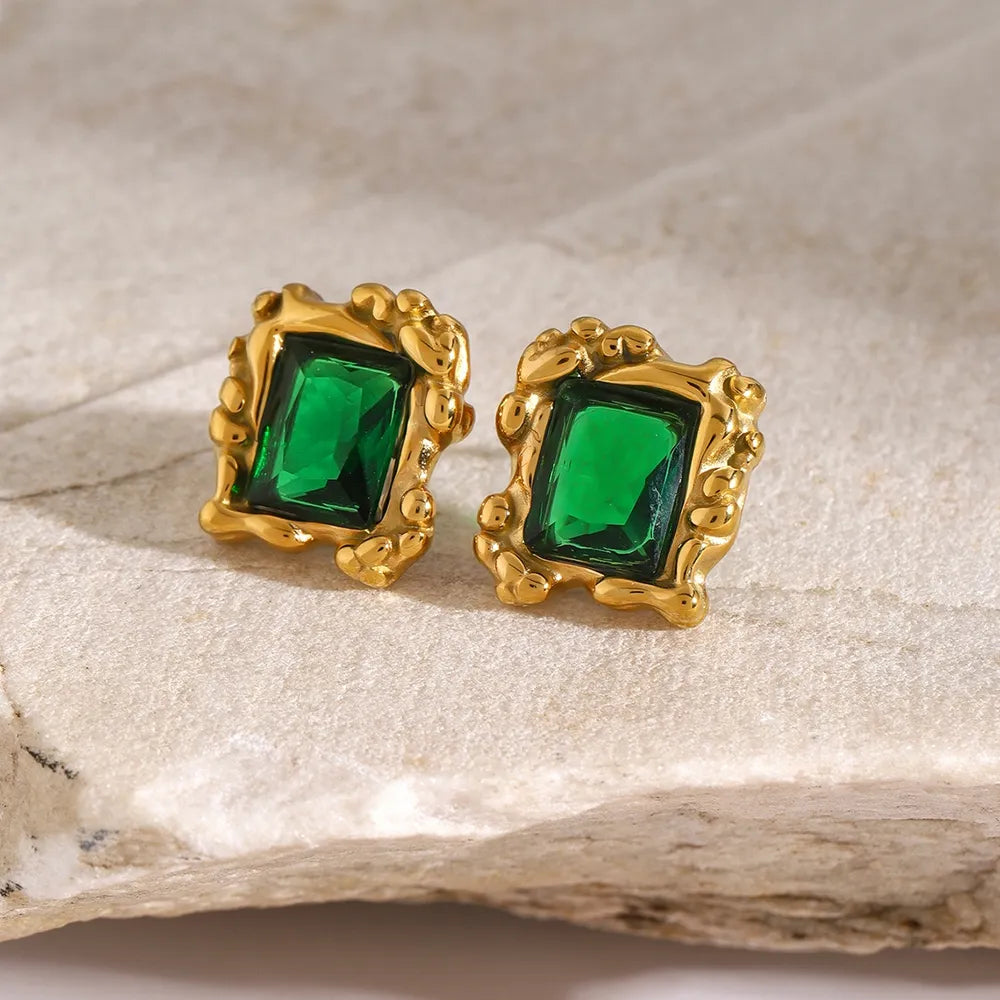 Stainless Steel Zircon Geometric Earrings - V.I.P Digital Presence