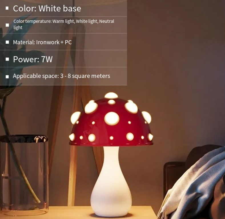 Mushroom Decorative Desk Lamp Bedroom Headboard Dimming Atmosphere Student Dormitory Desktop Night Light - V.I.P Digital Presence