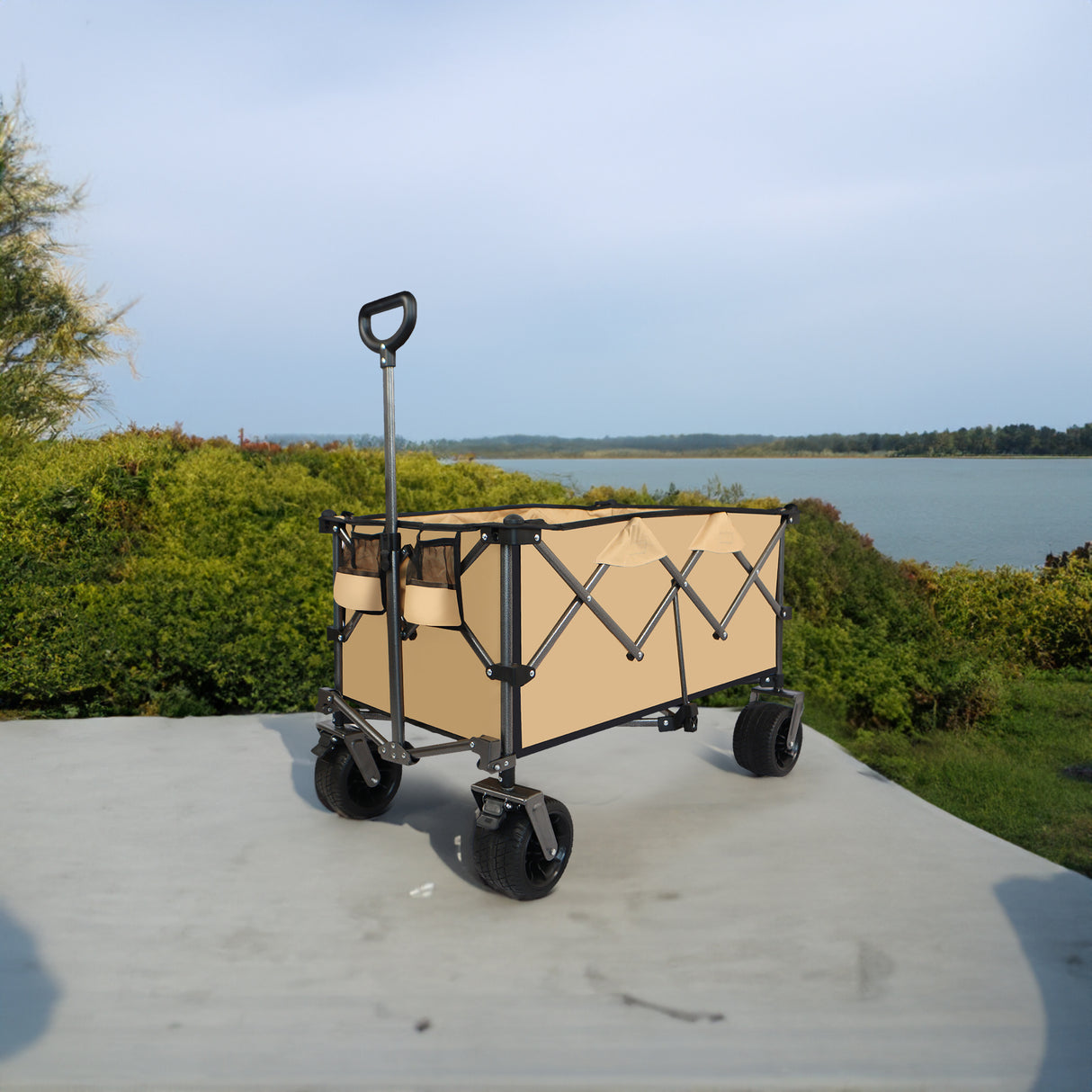 Collapsible Folding Wagon Push Pull Foldable Beach Wagon Cart - V.I.P Digital Presence