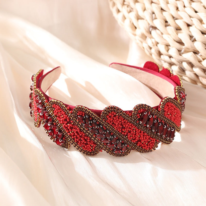 Gorgeous Mizhu Water Diamond Baroque Retro Wide Edge Hair Accessories - V.I.P Digital Presence