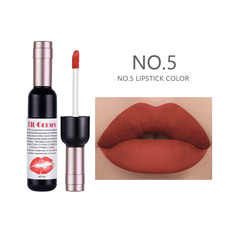Fit Colors Red Wine Bottle Non-Stick Cup Matte Lip Gloss Matte Velvet Is Not Easy To Fade Lip Gloss Liquid Lipstick - V.I.P Digital Presence