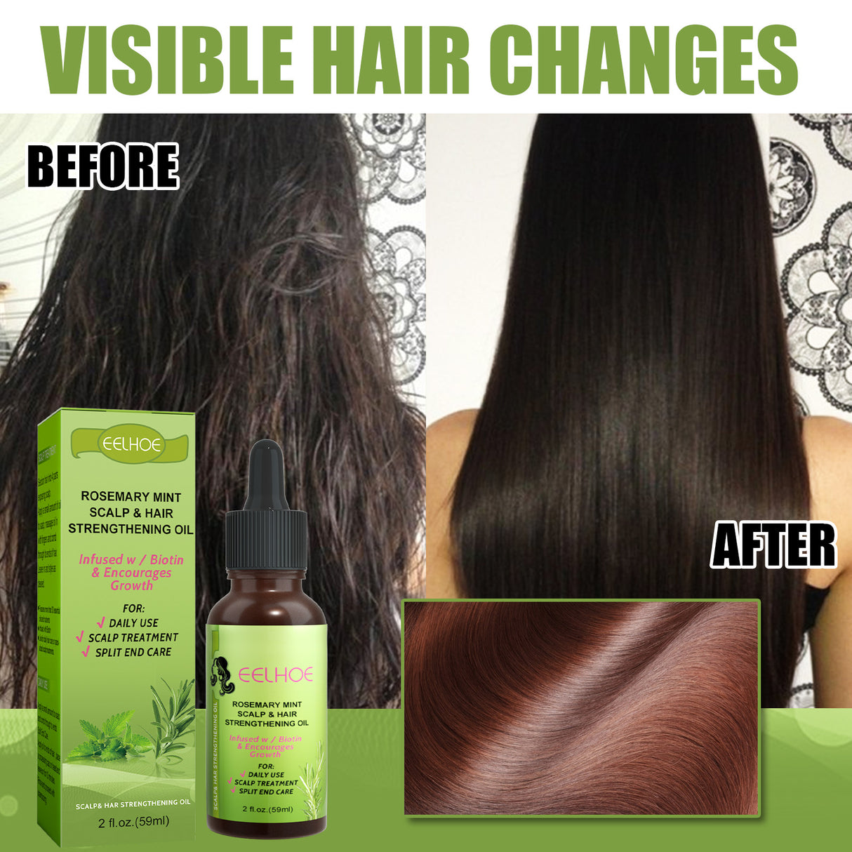 Mint Hair Nutrient Solution, Hair Growth Scalp Care Split Ends Care Strengthen Hair Essential Oil - V.I.P Digital Presence