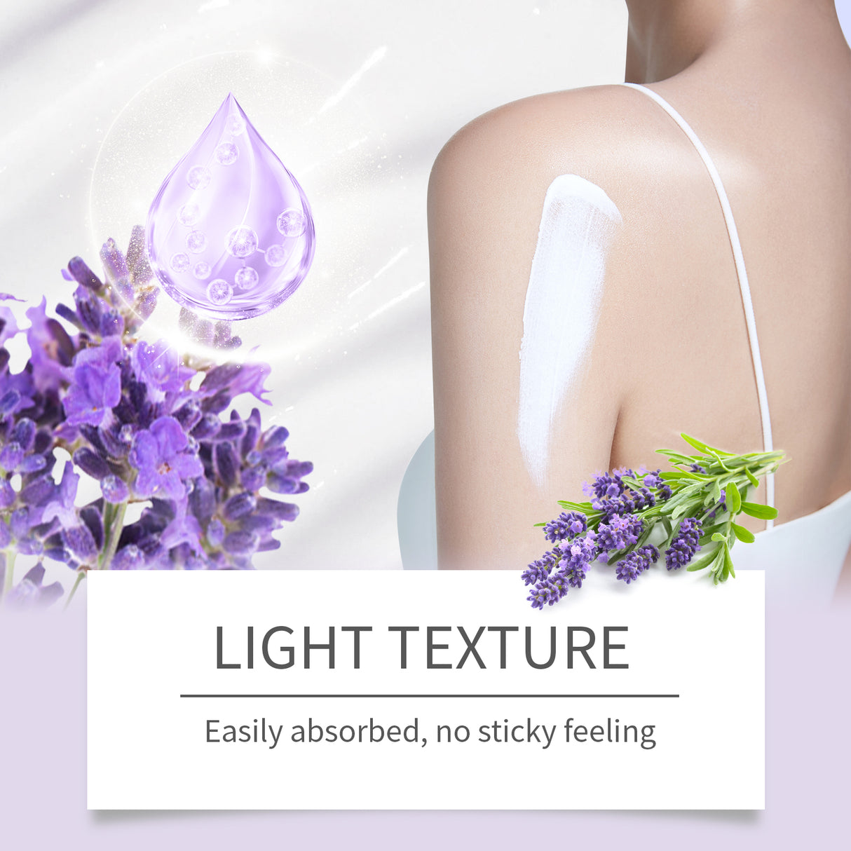 Set de fragancia calmante corporal de lavanda. Set de cuidado de la piel hidratante suave.