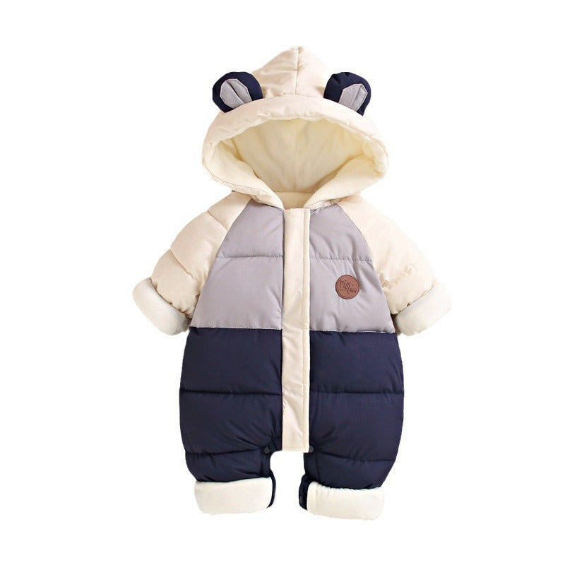 Baby down cotton jacket jumpsuit, autumn and winter clothes, khai clothes for men and women, baby clothes for going out, thick hugging clothes, winter climbing clothes - V.I.P Digital Presence