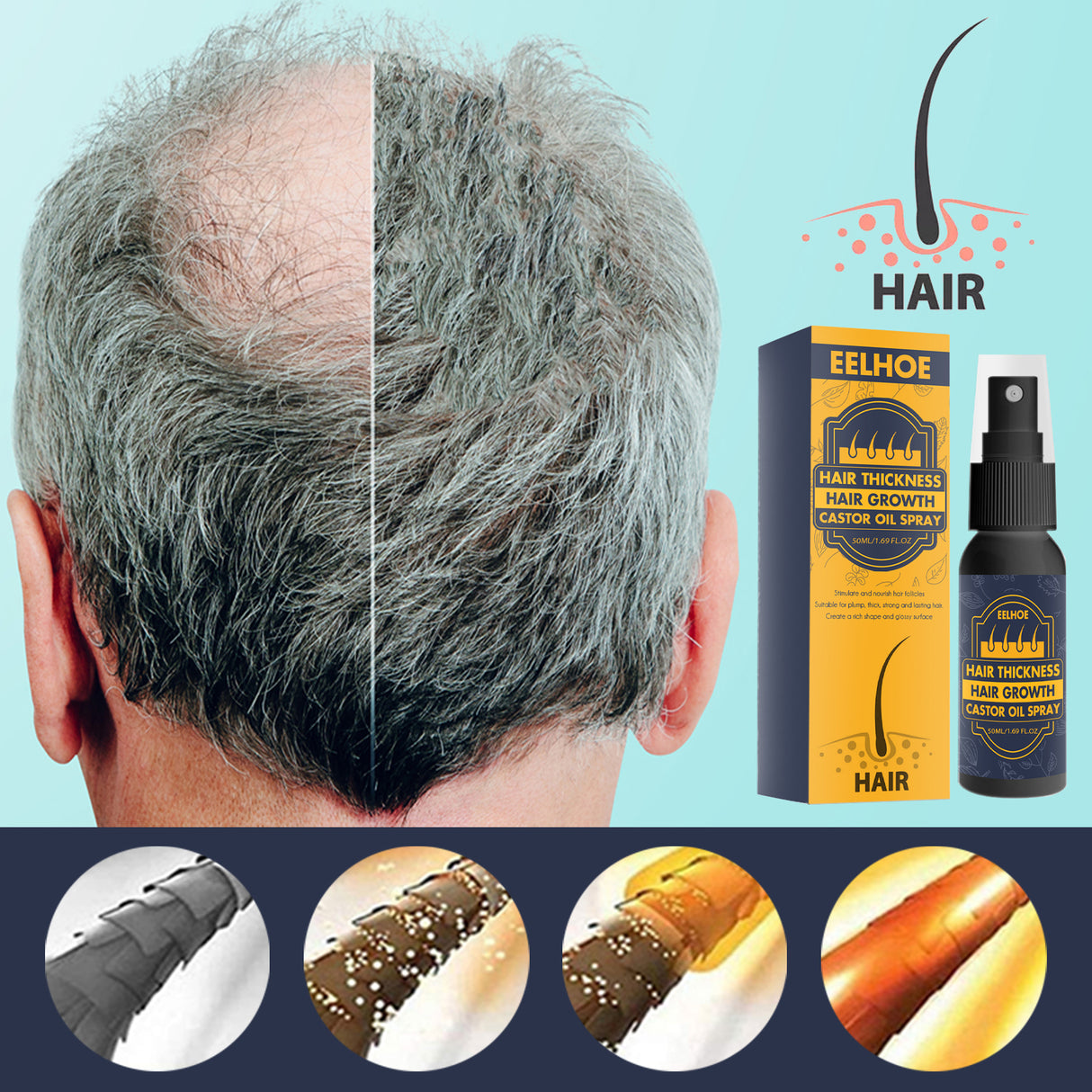 Dense Castor Oil Nutrient Solution, Hair Prevention, Moisturizing Hair Follicles Massage Repair Hair Hair - V.I.P Digital Presence