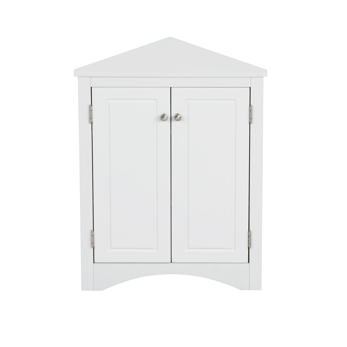 White Triangle Bathroom Storage Cabinet with Adjustable Shelves, Freestanding Floor Cabinet for Home Kitchen - V.I.P Digital Presence