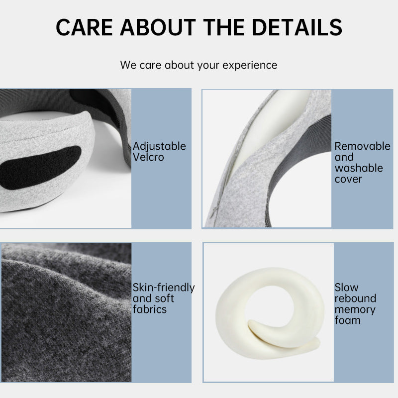Travel Neck Pillow Memory Foam U-shaped Pillow Snail Style Travel Neck Support Portable Adjustable Soft Noon Break Sleep Pillows - V.I.P Digital Presence