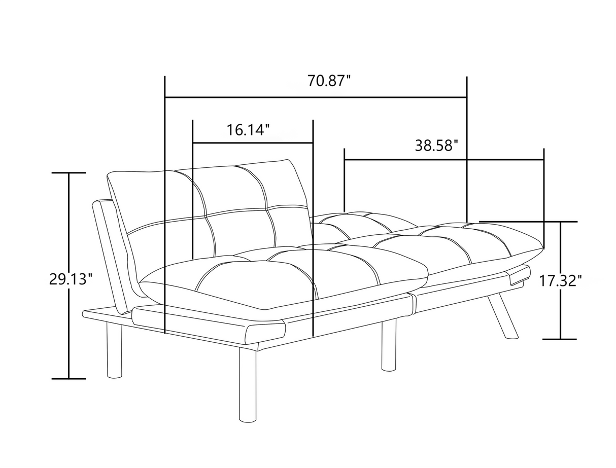 Leatehr Feeling Brown Convertible Folding Modern sofa Bed - V.I.P Digital Presence