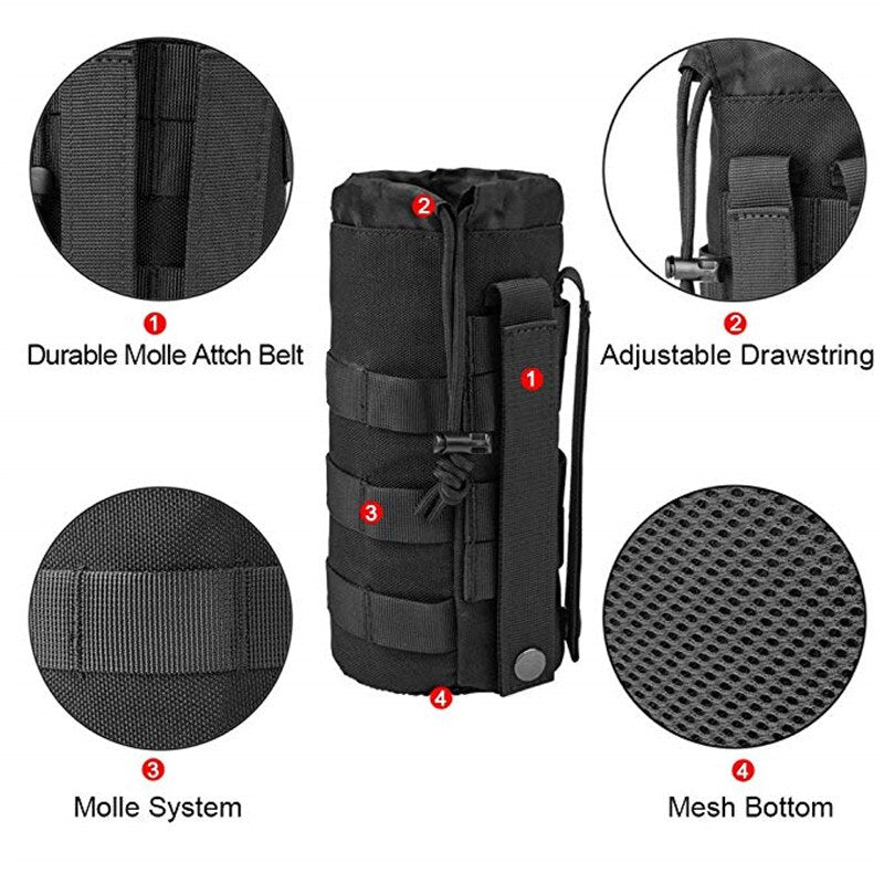Outdoor Water Bottle Pouch Military Tactical Molle Kettle Case Waist Bag Multifunction Pockets EDC Gear Camping Hiking Riding - V.I.P Digital Presence