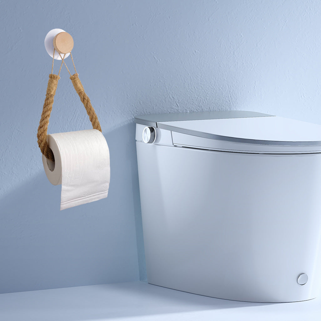Wooden Hook Seamless Adhesive No Drilling Handmade Woven Hemp Rope Towel Rack Tissue Holder Bathroom Toilet - V.I.P Digital Presence