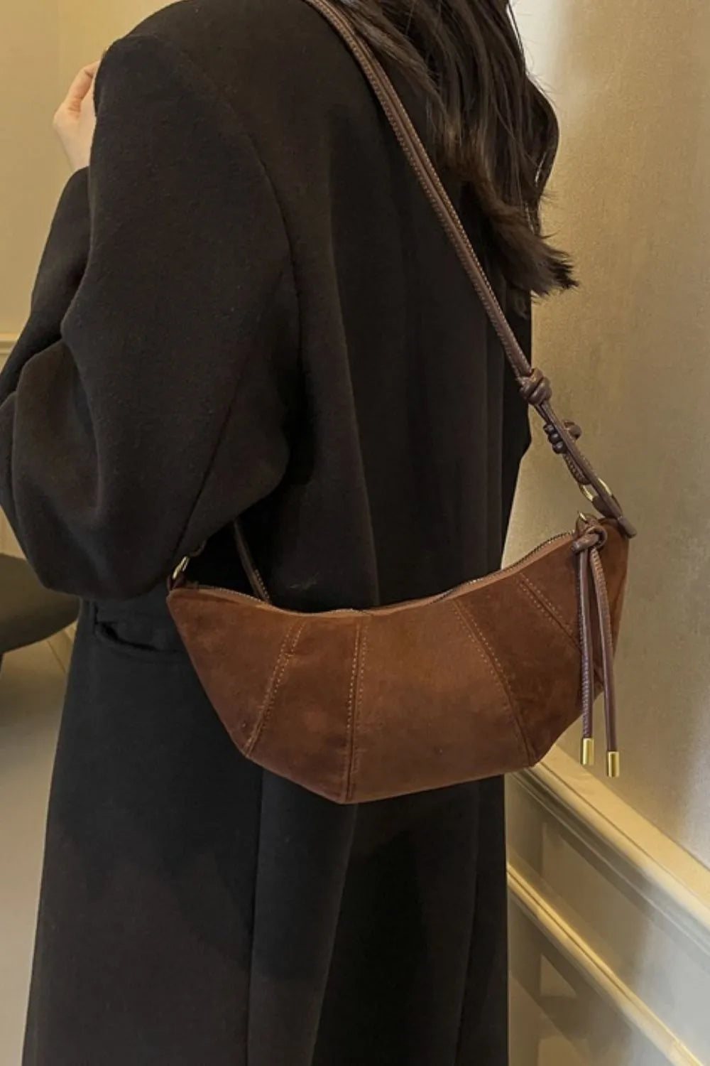 PU Leather Strap Suede Shoulder Bag - V.I.P Digital Presence