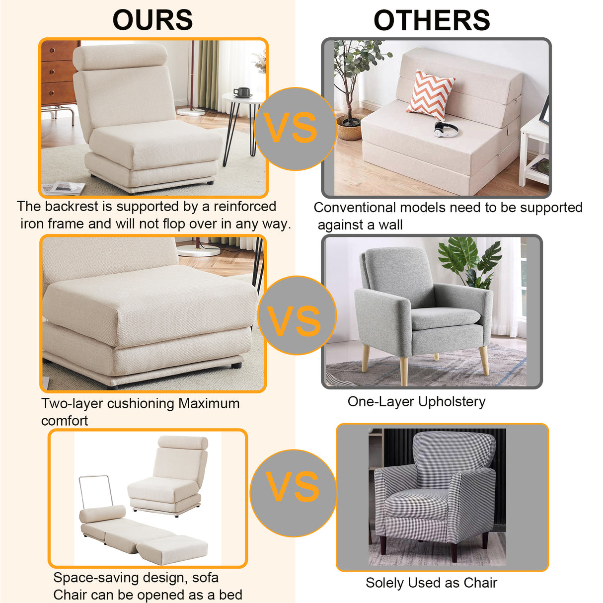 Single Sofa Chair Foldable Single Sofa Bed with Pillow,Portable Foldable Sofa Bed,Leisure Sofa Chair,Easy to Store - V.I.P Digital Presence