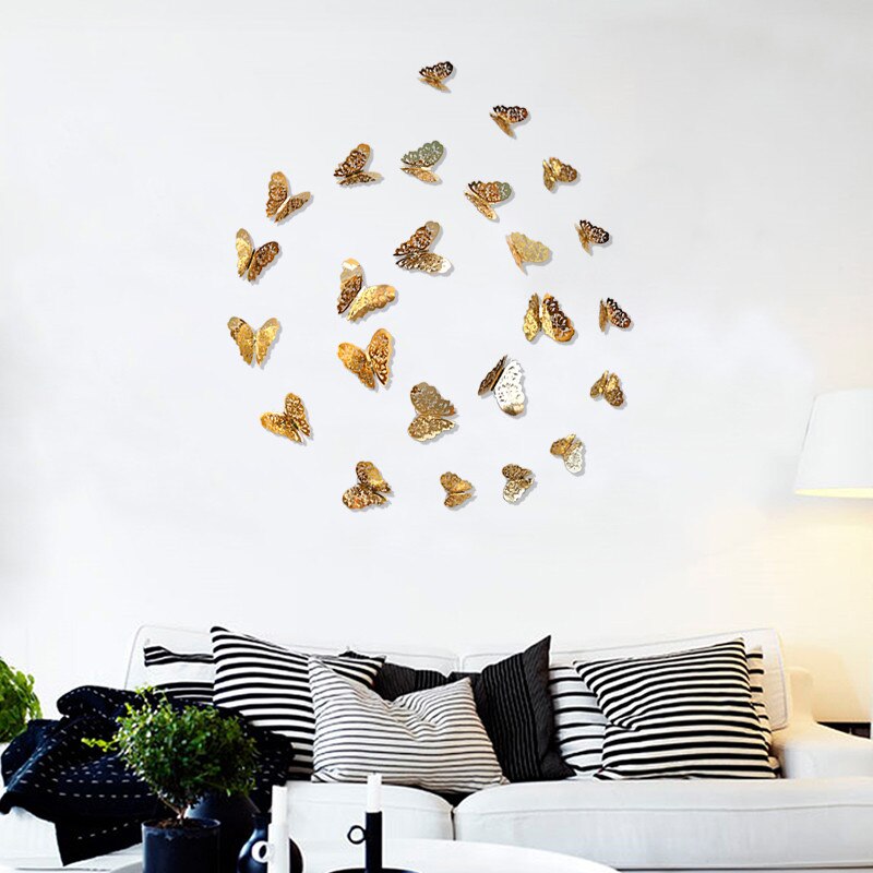 12pcs 3D Hollow Butterfly Wall Sticker for Home Decor DIY Butterflies Fridge stickers Room Decoration Party Wedding Decor - V.I.P Digital Presence