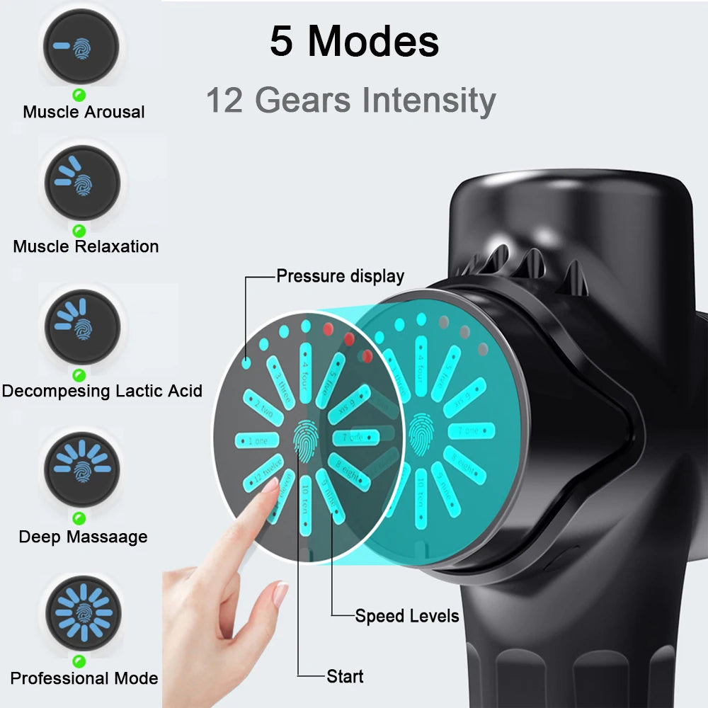 24V Lcd Touch Adjustment 12 Gears Lcd Screen Sports Muscle Deep Tissu Fascia Mini Massage Gun With Lcd Display - V.I.P Digital Presence