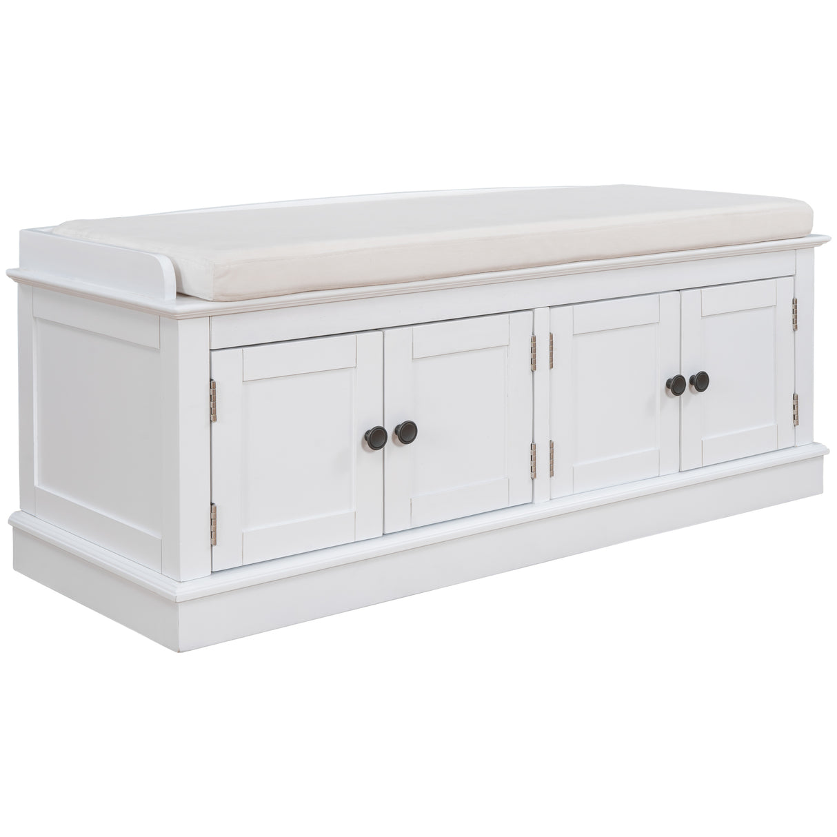 TREXM storage table with 4 adjustable doors and shelves, detachable padded shoe stand (white) - V.I.P Digital Presence
