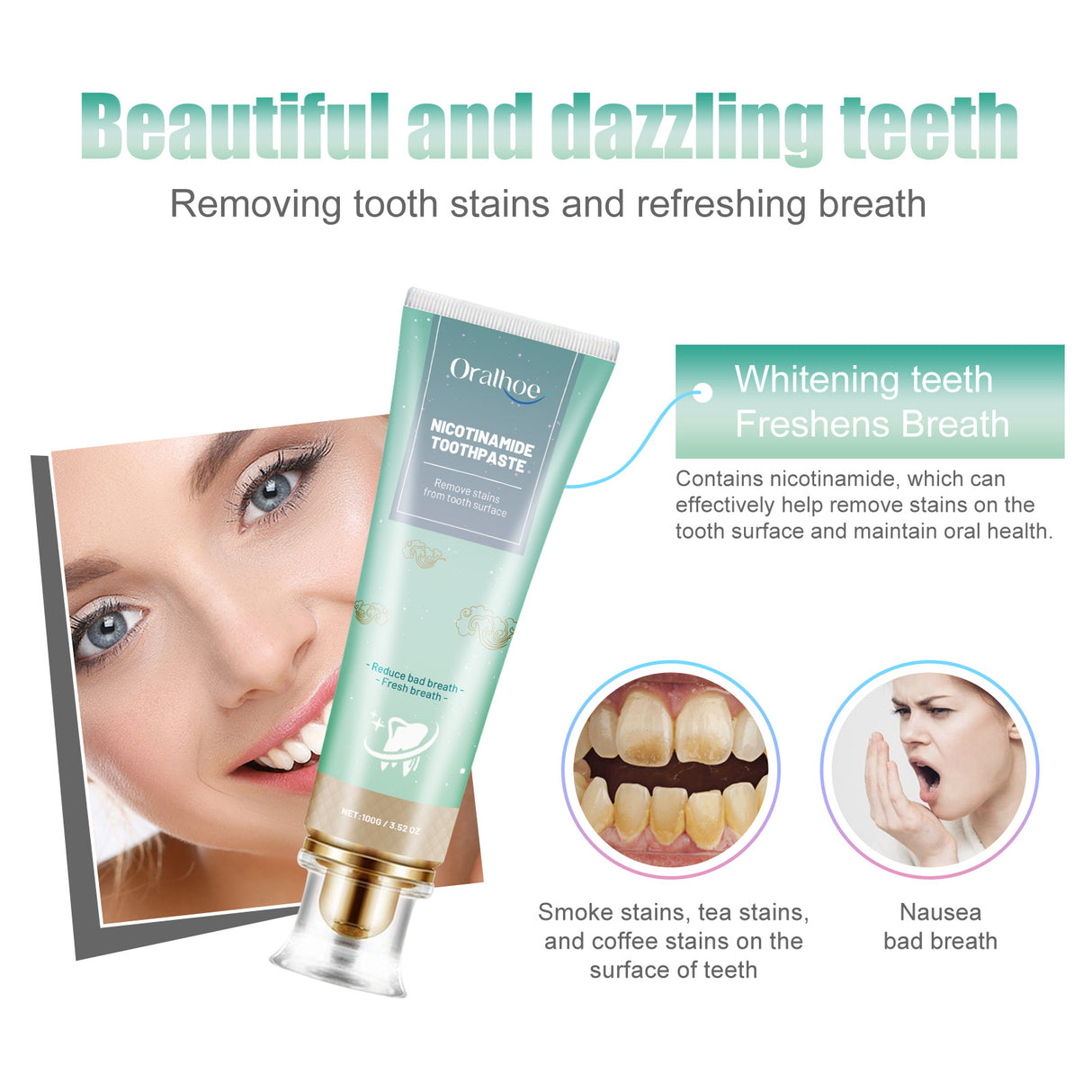 Nicotinamide Toothpaste, Whitening Teeth Clean Tartar Yellow Teeth Fresh Breath Care For Oral Toothpaste - V.I.P Digital Presence