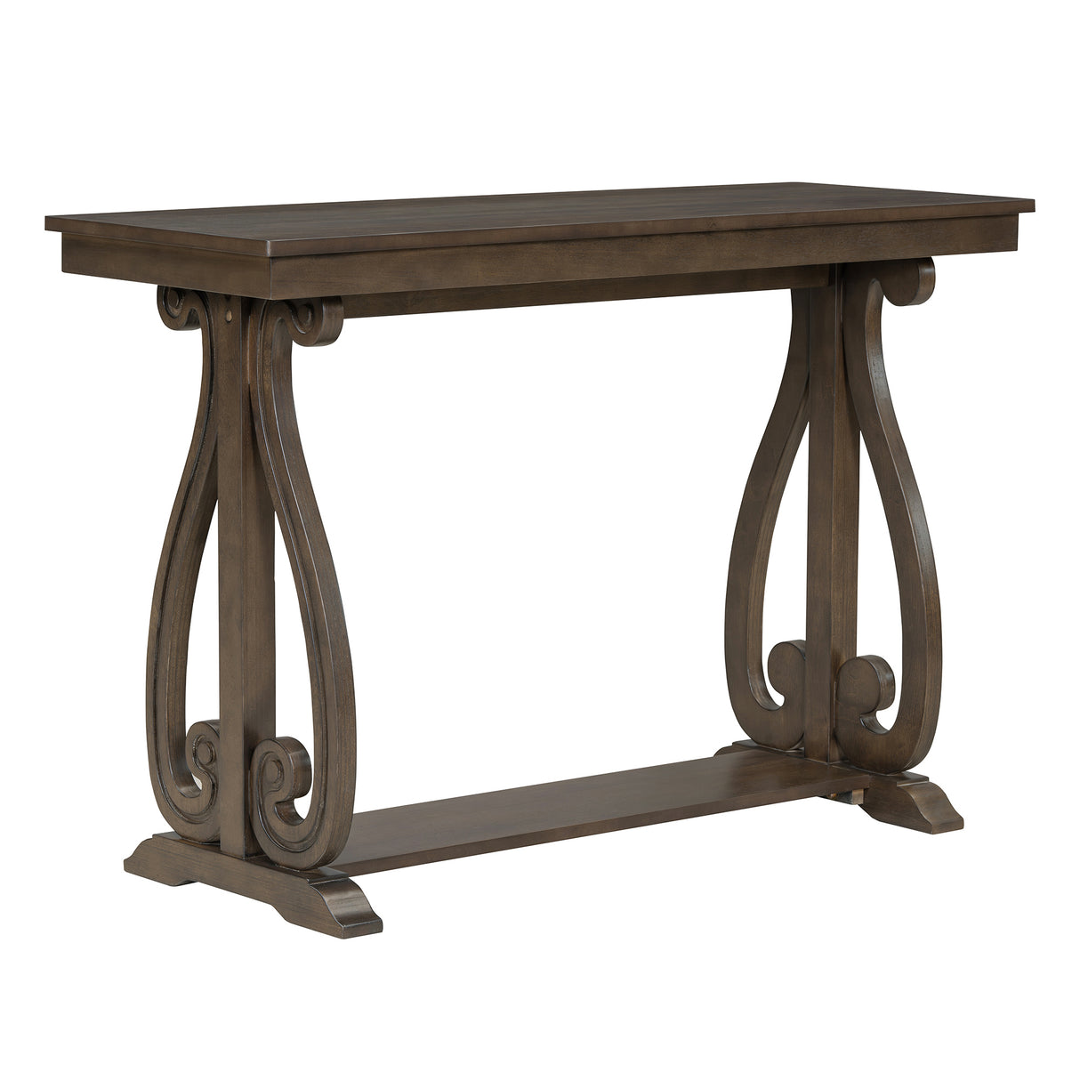 48-Inch Rustic Vintage Console Table --- Farmhouse Style Entryway Table with Open Shelf and Sturdy Construction (Walnut) - V.I.P Digital Presence