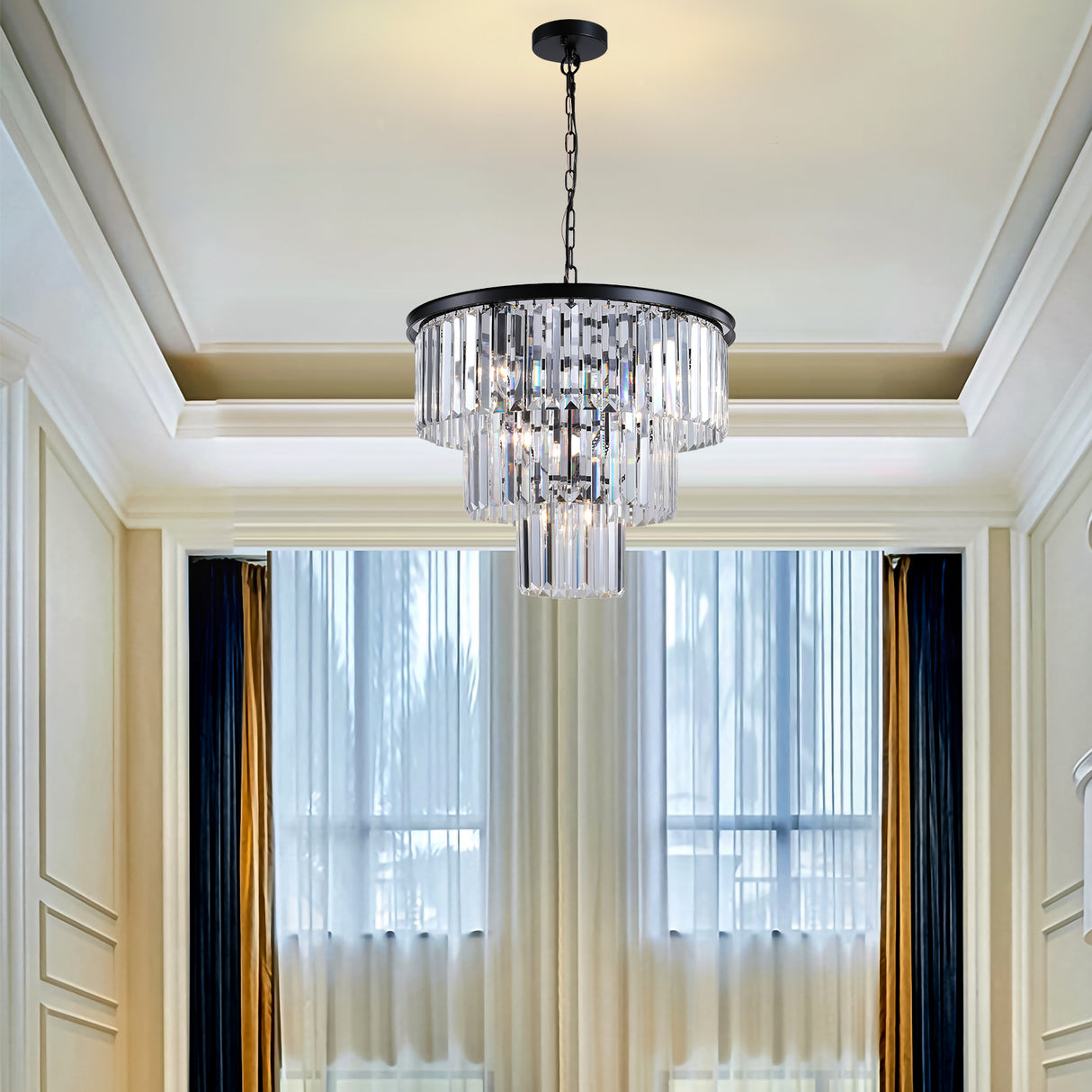 Black Luxury Crystal Chandelier Modern Chandeliers Lights Fixture Hanging Pendant Light Fixture for Dining Room Bedroom - V.I.P Digital Presence