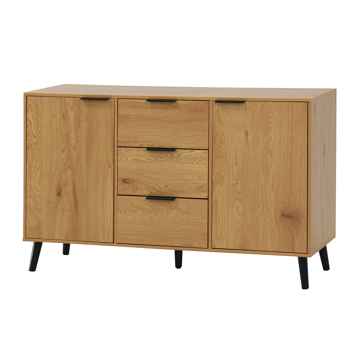Side panel buffet cabinet with storage room, 47.2 "natural wood color kitchen cabinet with 3 drawers and 2 doors - V.I.P Digital Presence