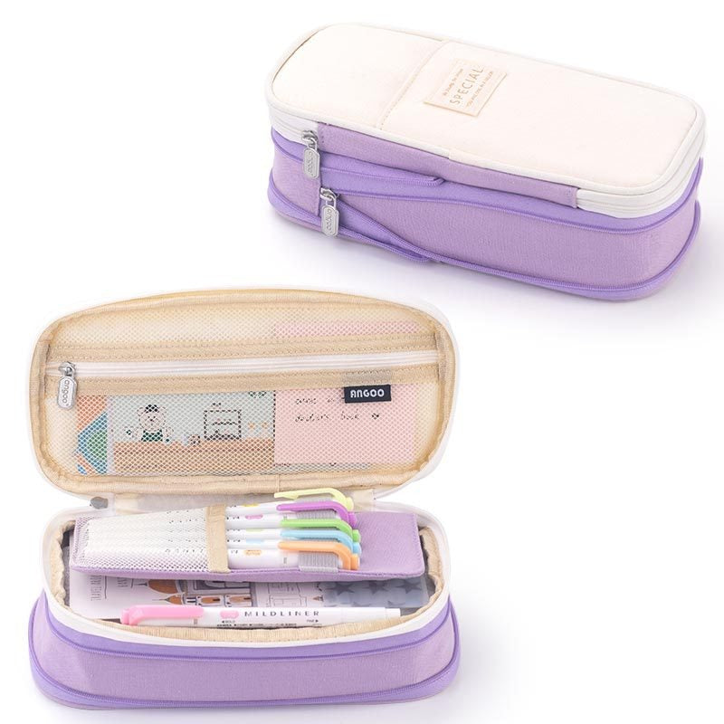 Macaron color block can transform into a large capacity upgraded pencil case stationery - V.I.P Digital Presence