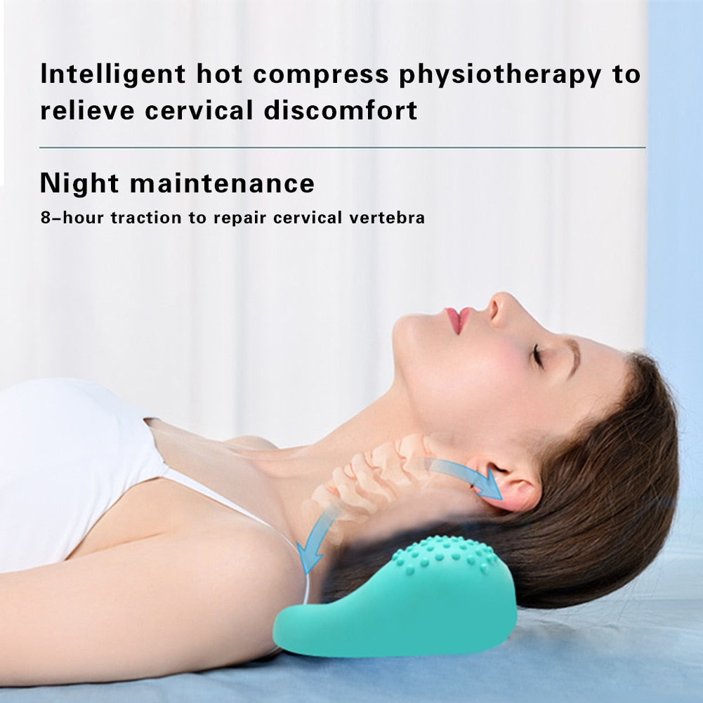 Masajeador de columna cervical, almohada de masaje, corrector de tracción, protector de cuello para aliviar el dolor de hombros y cuello, almohada de reparación rígida.