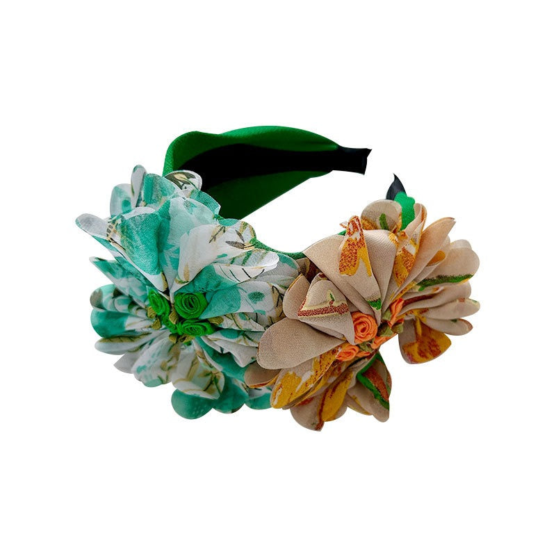 Handmade Fabric Flower Women's Wide Edge Pressed Hair Hoop - V.I.P Digital Presence