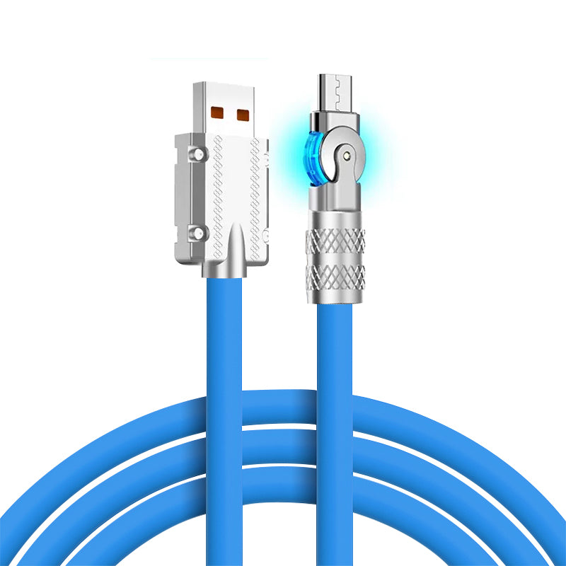 El nuevo cable de datos giratorio tipo C con carga súper rápida es compatible con teléfonos móviles Huawei, Apple, Xiaomi y Android.