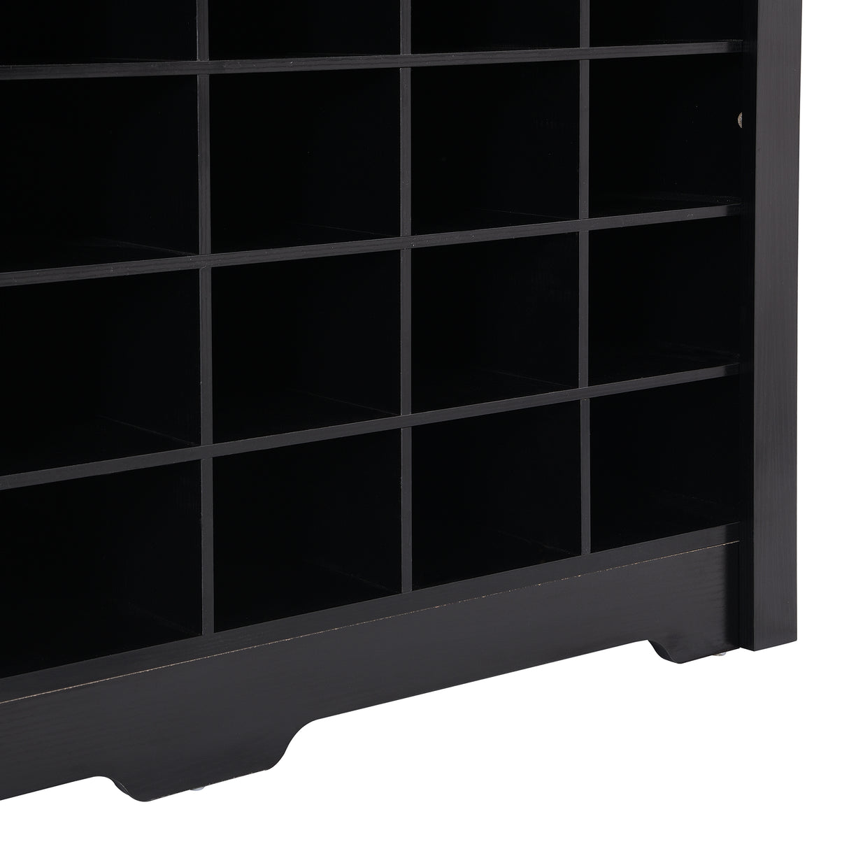 ONTREND Sleek Design 24 shoe cabinet, modern shoe cabinet with curved base, high-quality multifunctional side panel, black - V.I.P Digital Presence