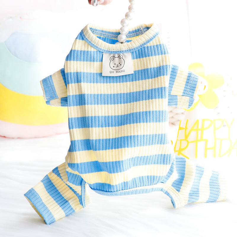 Dog Clothes Spring and Summer Thin Wide Striped Four-legged Home Clothes Bottoming Shirt Small Dog Teddy Pet - V.I.P Digital Presence