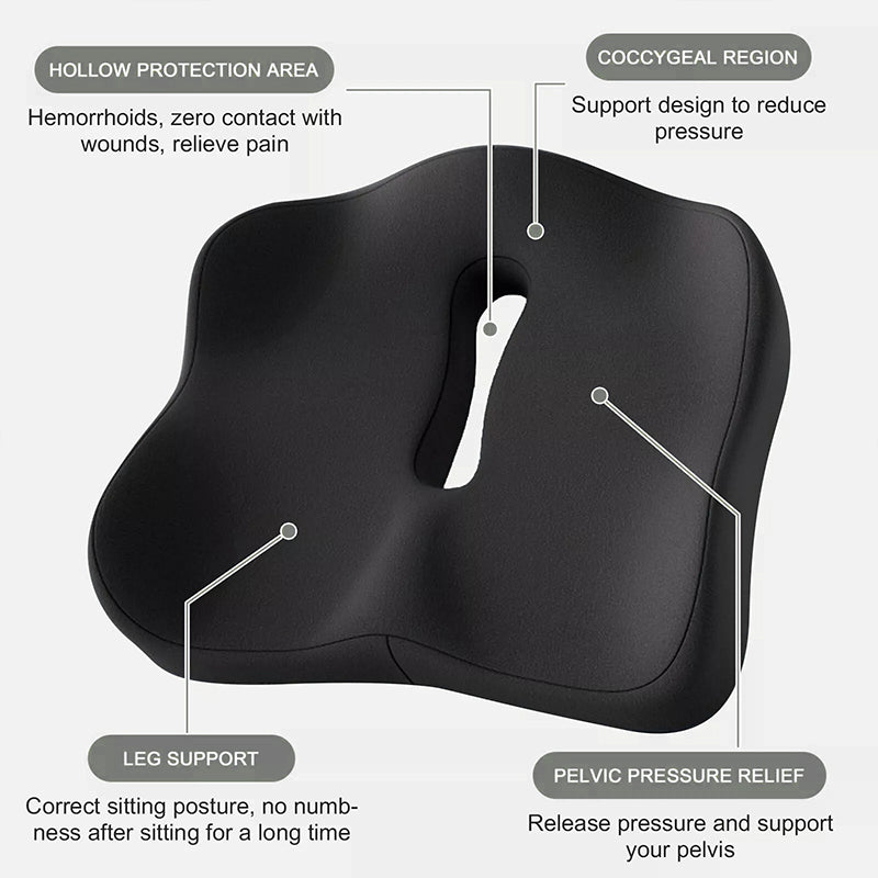 Memory foam car seat cushion. Ergonomic support. Relieves back/coccyx pain. Universal fit. - V.I.P Digital Presence