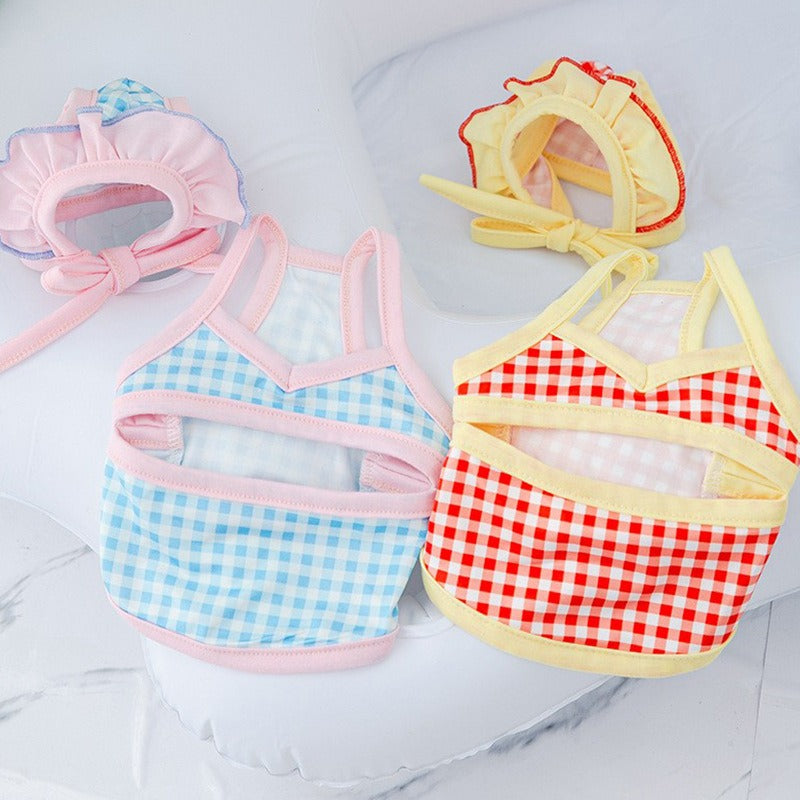 Pet swimsuit cat shapewear with swimming cap one piece suspender bikini dog vest swimsuit - V.I.P Digital Presence