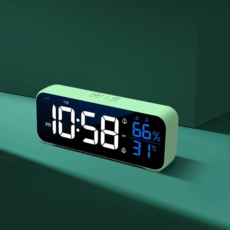 Music LED Digital Alarm Clock Voice Control Temperature Humidity Display Desktop Clocks Home Table Decoration Built-in 1200mAh - V.I.P Digital Presence