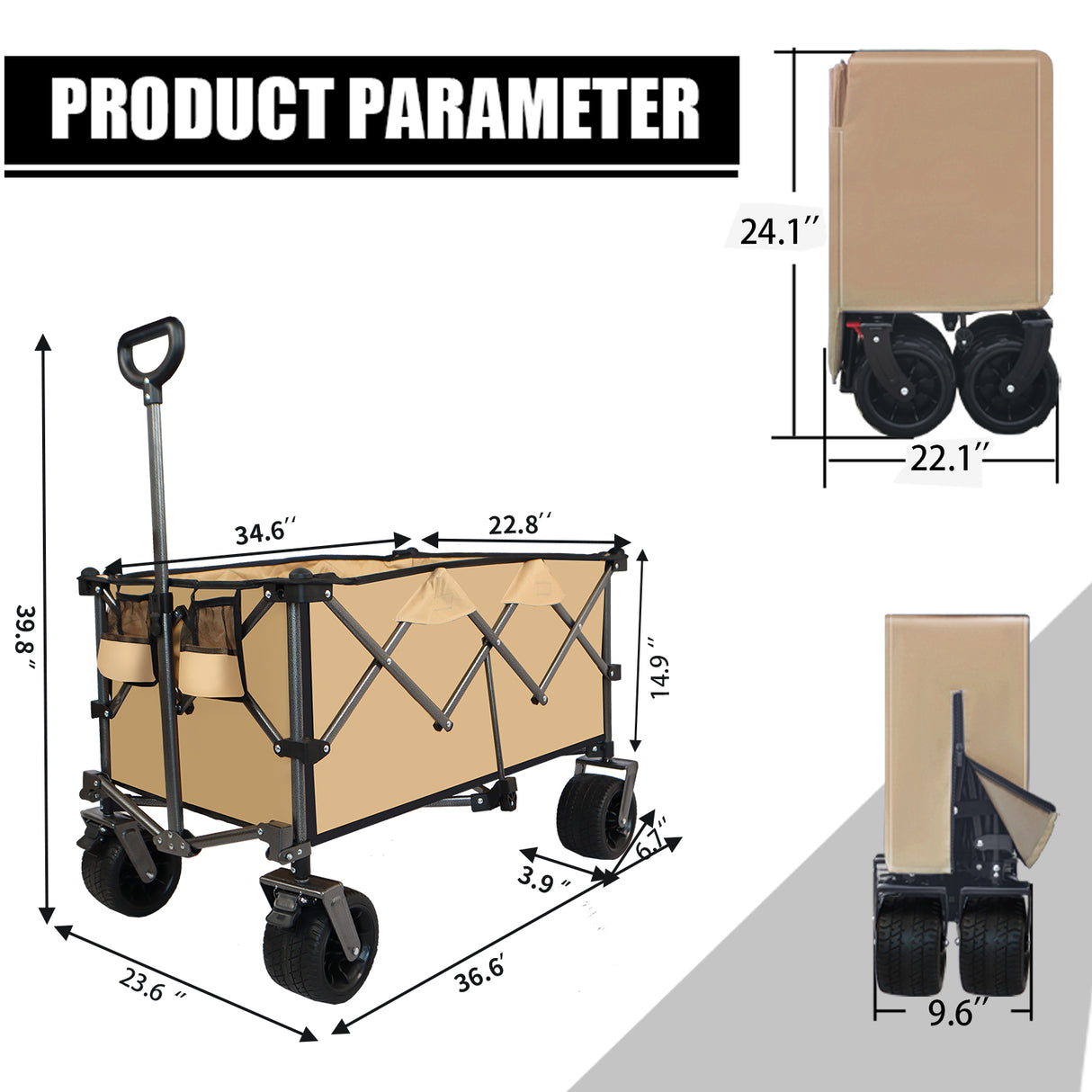 Collapsible Folding Wagon Push Pull Foldable Beach Wagon Cart - V.I.P Digital Presence