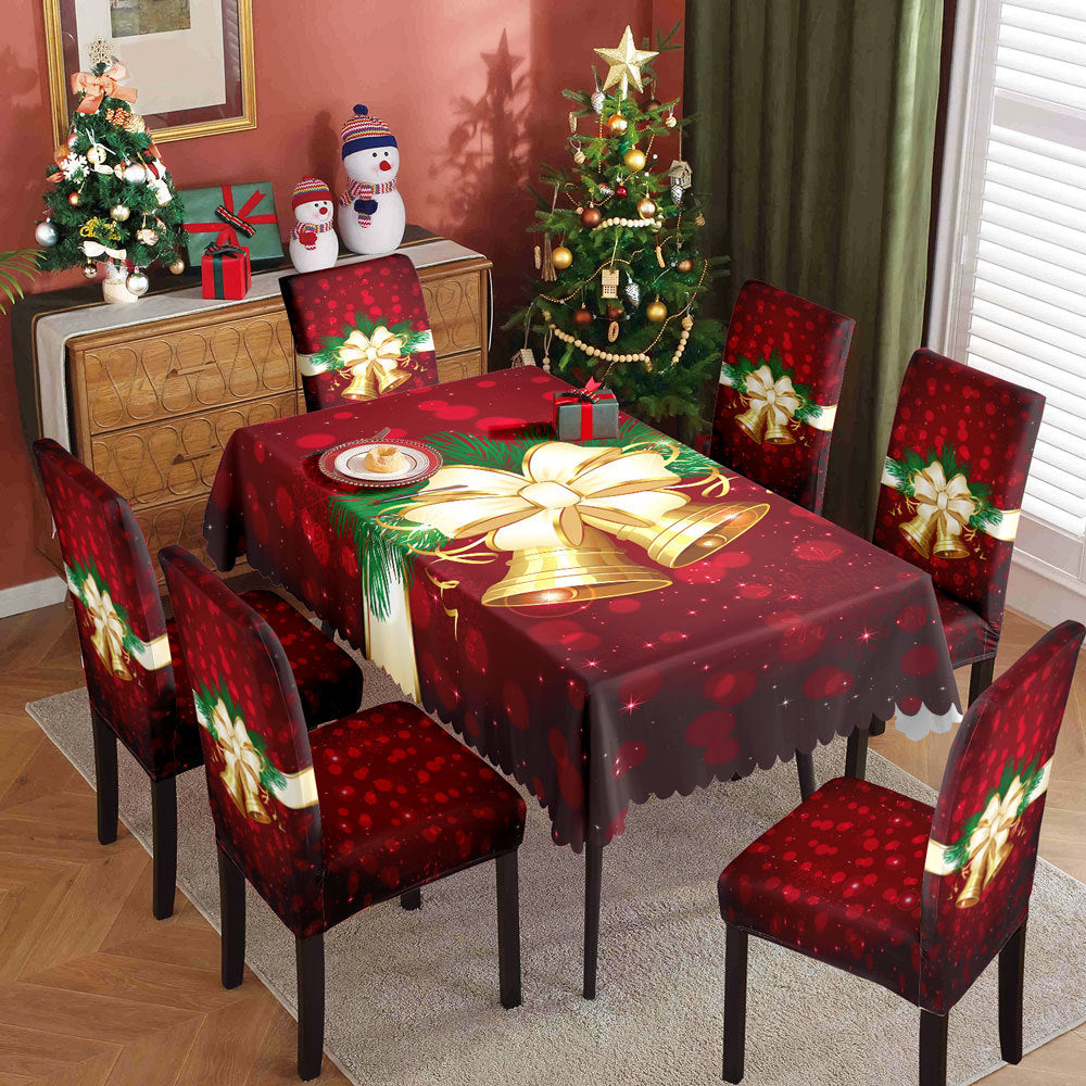 Christmas printed tablecloth, chair cover, waterproof, oil resistant, festive decoration, dining table cloth, chair cover, universal household use - V.I.P Digital Presence
