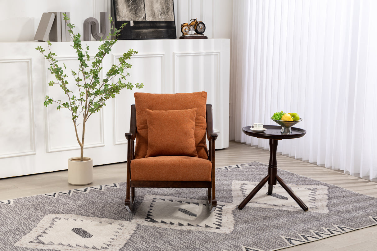 woven fabric Mid Century Modern Accent Chairs Comfy Upholstered Glider Arm Chair with Solid Wood for Living Room Bedroom Balcony - V.I.P Digital Presence