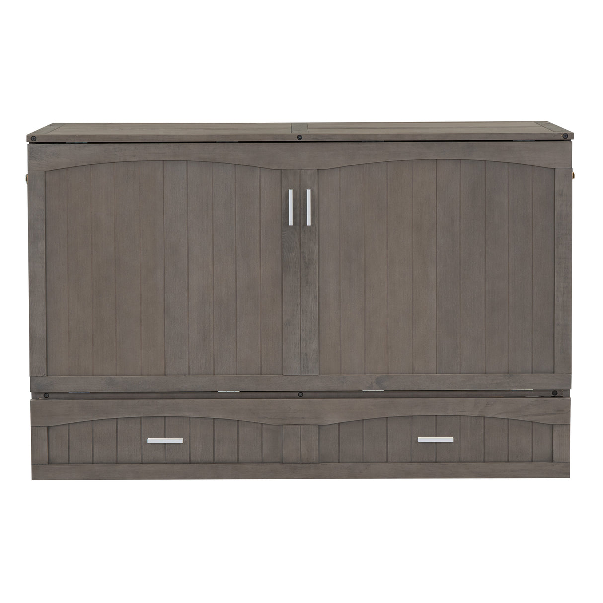 Queen Size Murphy Bed with Built-In Charging Station Antique Grey