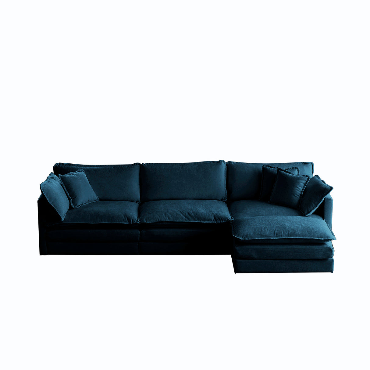 Free Combination Comfy Upholstery Modular Oversized L Shaped Sectional Sofa With Reversible Ottoman, Blue Chenille - V.I.P Digital Presence