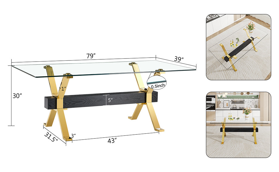 Dining table Modern tempered glass dining table Large modern office desk - V.I.P Digital Presence