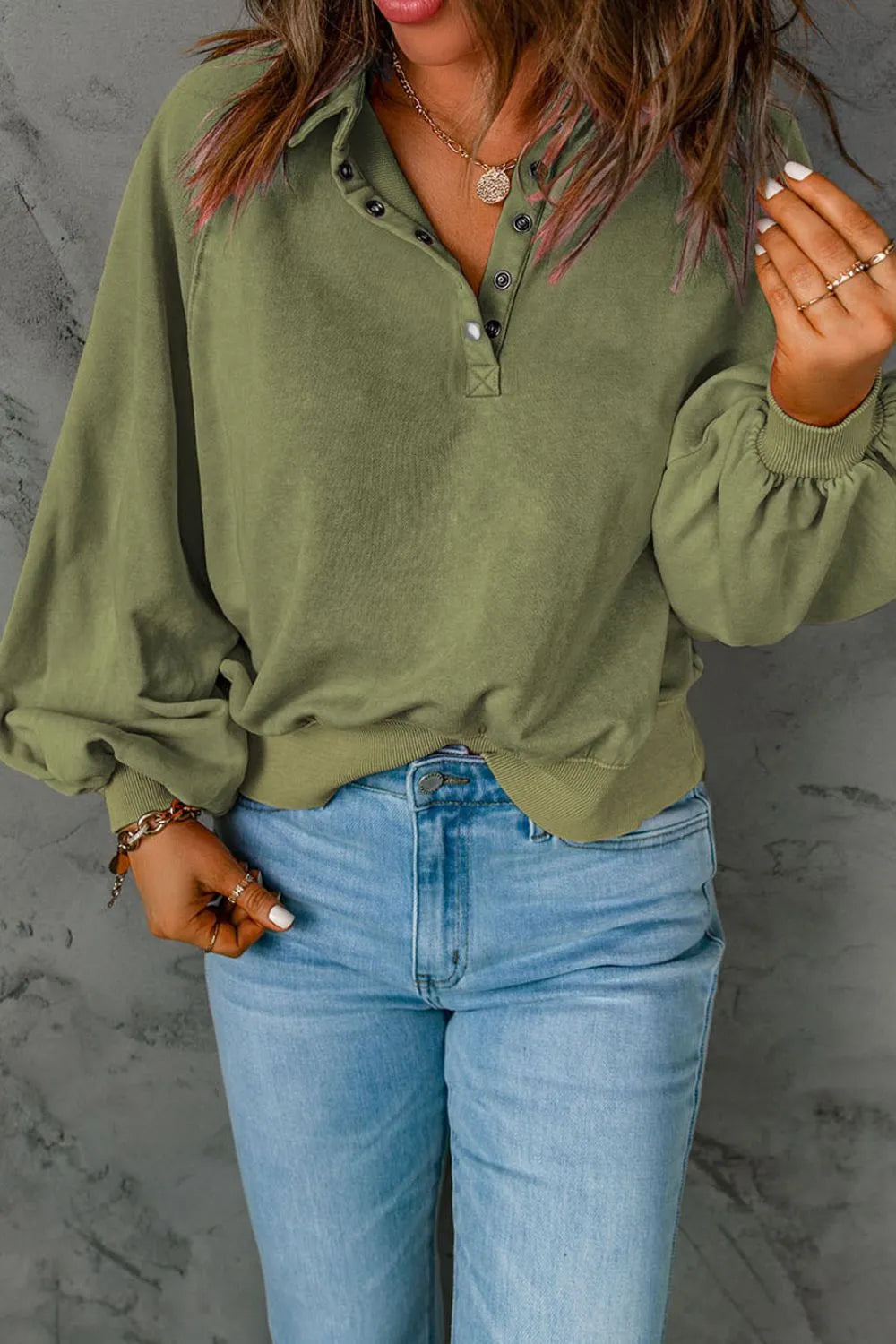 Half Snap Long Sleeve Sweatshirt - V.I.P Digital Presence